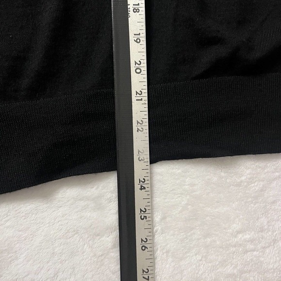 Ann Taylor Loft Sweater Womens Medium Black Rhinestone Neckline 3/4 Sleeve Knit - Picture 7 of 8